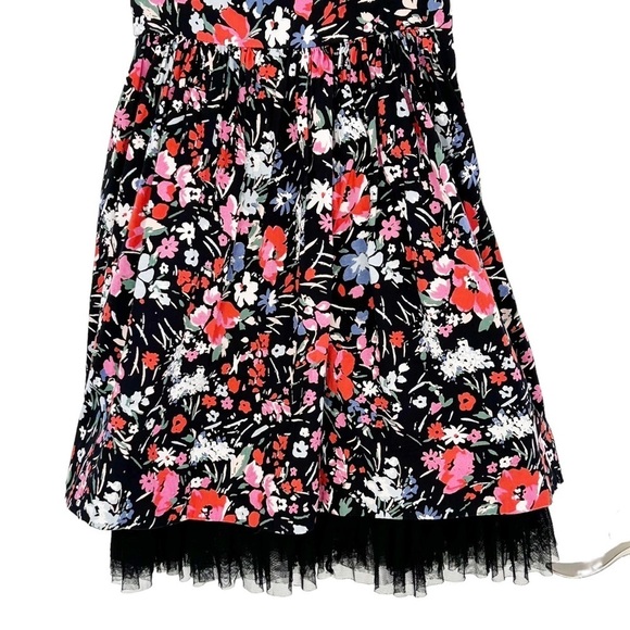 FREE PEOPLE Sunkissed Summer Mini Dress Lined Tulle Sleeveless Flowers Size 0 - Picture 3 of 9